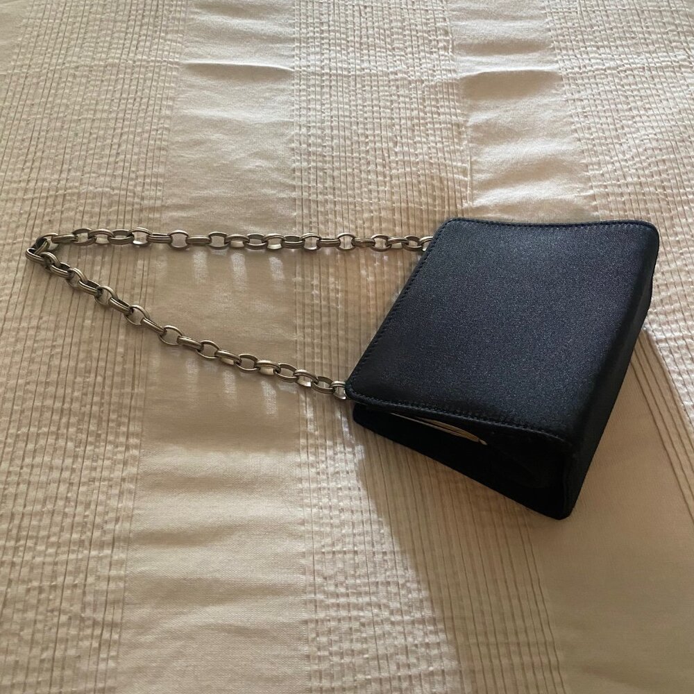 Black satin evening bag